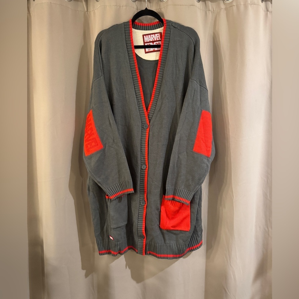 Marvel Men's Cardigan in Gray with Red Accents
